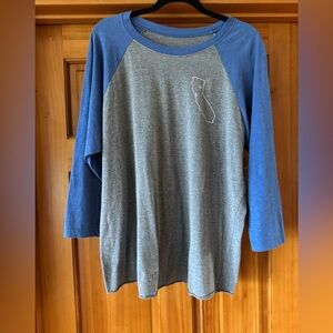 Paradise Pines, California Gray and Blue Raglan Sleeve Shirt